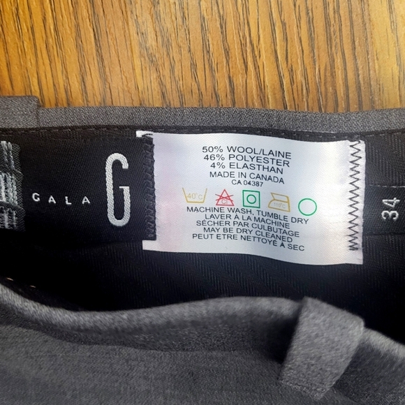Gala G Men’s Dress Pants 50% Wool Blend charcoal grey–Size 34 Made In Canada A89 - Picture 5 of 9